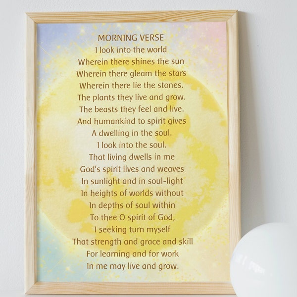 Waldorf inspired Morning Verse for Upper Grades - Digital Printable