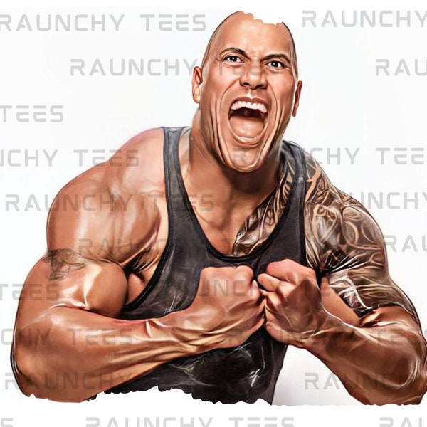 The Rock Png  Files | Animated Shirt Print | Digital Download | DTF | DTG | Sublimation | With and Without Torn Border