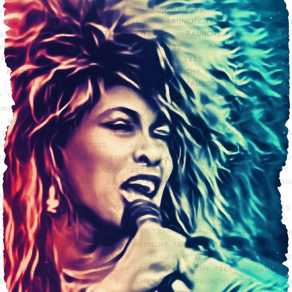 Tina Turner PNG & Jpg Files | Animated Shirt Print | Digital Download | DTF | DTG | Sublimation | With and Without Border