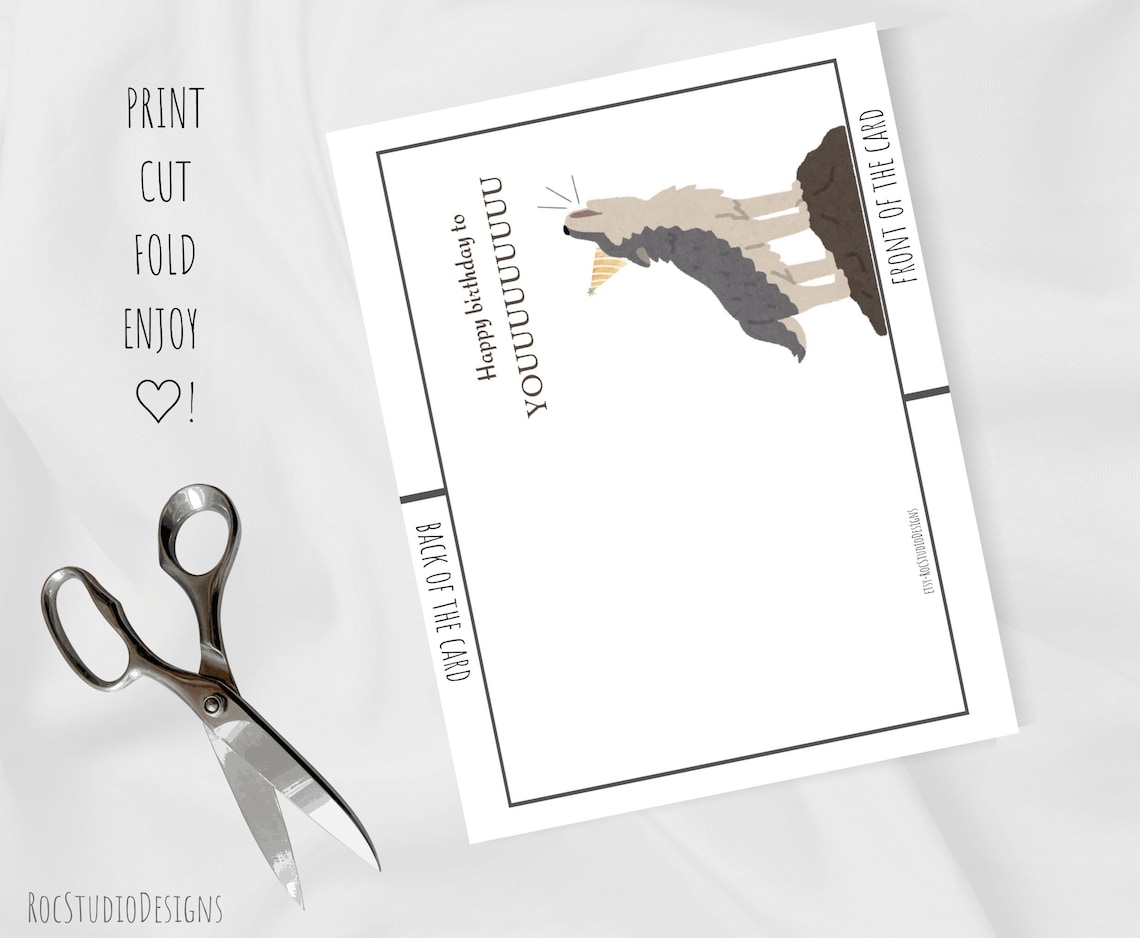 Printable Wolf Birthday Card, Funny Wolf Birthday Card, Instant ...