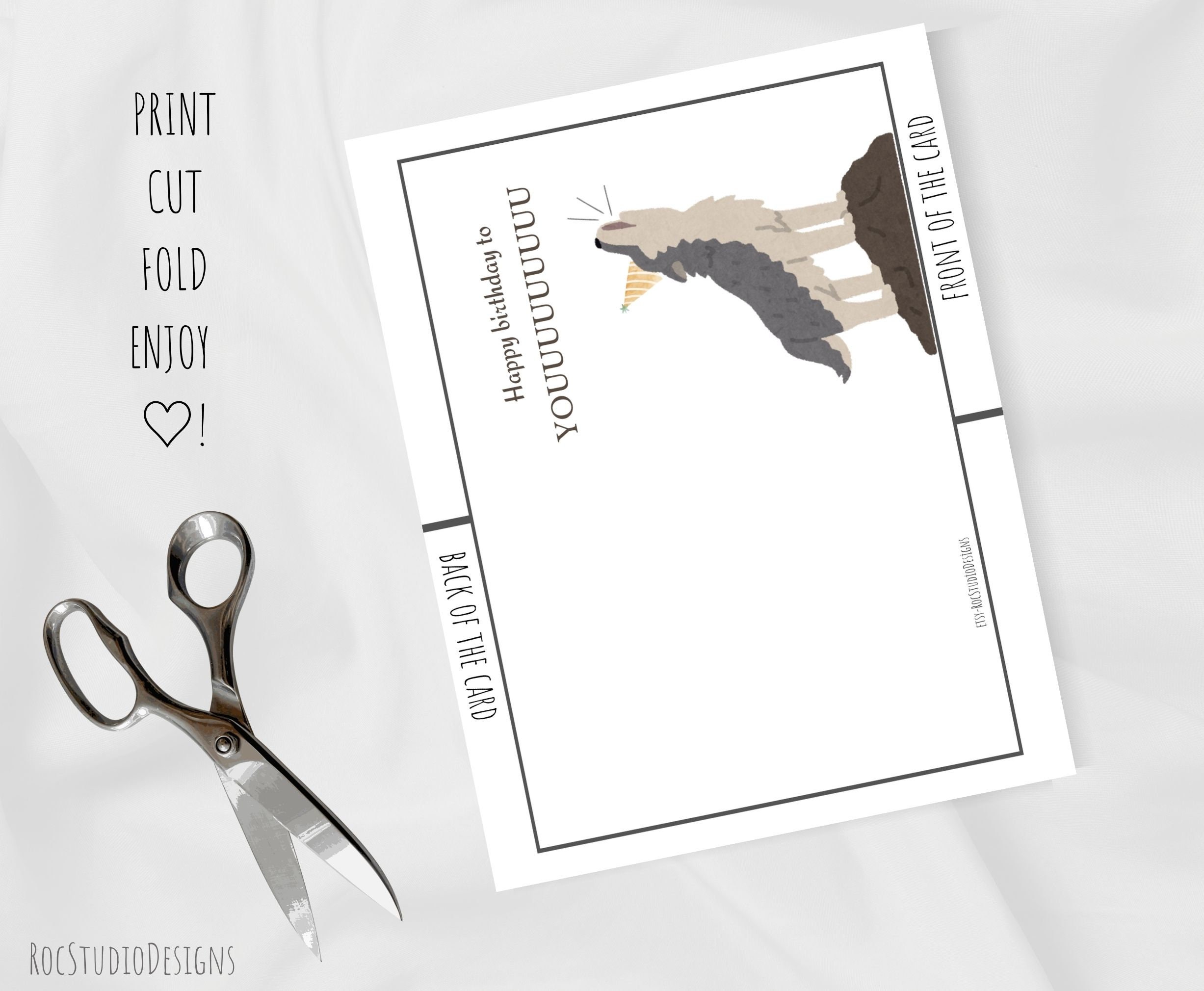 Printable Wolf Birthday Card, Funny Wolf Birthday Card, Instant ...