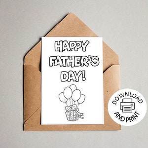 Biglietto per la festa del papà - Biglietto per attività per bambini Biglietti da colorare per la festa del papà Biglietto stampabile per la festa del papà felice - Download istantaneo PDF - Modello di biglietto