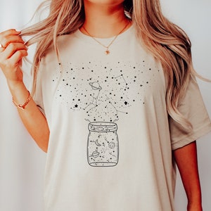 Galaxy Tshirt, Astrology T-shirt, Zodiac signs tee, Cristal Women, Comfort colors, relaxed cotton women, Astronomie shirt, Planets and stars
