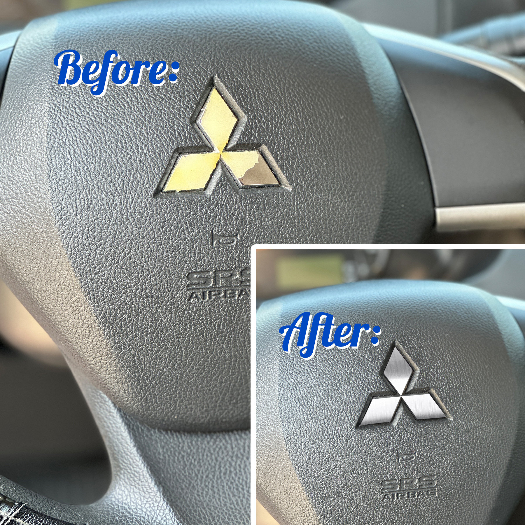 1 Mitsubishi Mirage Outlander Lancer Custom Steering Wheel Emblem Badge Logo Decal Sticker USA Seller - Choose your Color + Other models