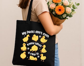 Funny Duck Tote Bag: Sarcastic Yellow Ducks Cotton Canvas Gift