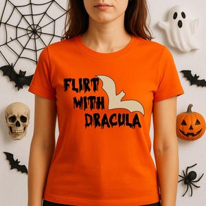 Flirt With Dracula Shirt: Funny Vampire Bat Graphic Halloween Top