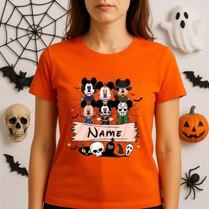 Custom Horror Mickey Halloween Shirt – Scary Disney Characters with Name, Spooky Costume Tee for Halloween Fans and Trick or Treat