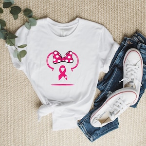Breast Cancer Awareness, Ribbon Minnie Mouse Head, Minnie Mouse Head T-shirt, Cute Head Shirt, Mickey Mouse Shirt, Personalized Shirt