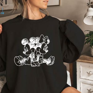 Sudadera de Mickey y Minnie Mouse – Camiseta a juego para pareja de dibujos animados vintage imagen 2