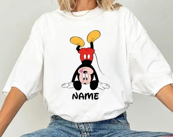 Funny Mickey Style Handstand Design with Personalized Name – Custom Disney T-Shirt – Kids or Adults Graphic Tee for Disney Trips