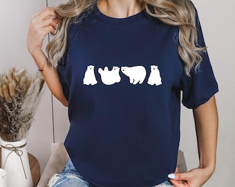 Camiseta divertida com estampa de urso polar, camiseta com estampa de animal de inverno.