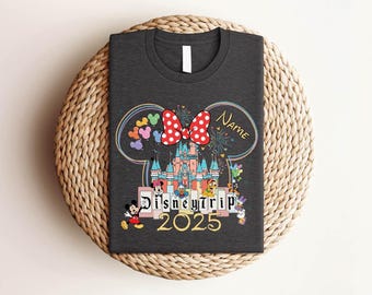 Camiseta de vacaciones familiares de Disney con nombre personalizado, viaje personalizado a Disney, camiseta de amigos de Mickey, camiseta de regalo familiar de Disney, camiseta de Mickey y Minnie