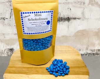 Schokolinsen blau, (400g), sortiert, Einzelfarben, Candybar, (wie Smarties), Backen