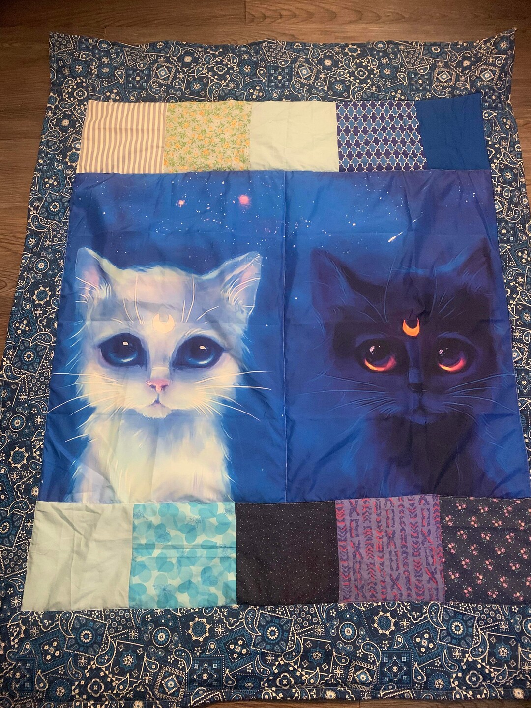 Handmade Cats Kittens Anime Quilt Blanket Throw Etsy