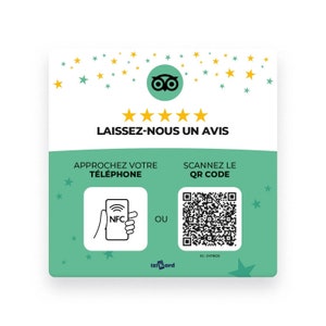 TripAdvisor beoordelingsplaatje in wit PVC - 12x12 cm - NFC & QR-code - Eenvoudige activering