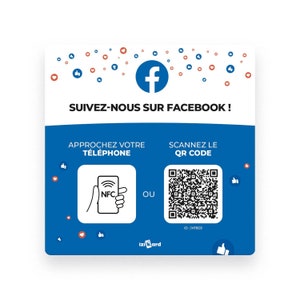 Witte PVC Facebook Tracking Plate - 12x12 cm - NFC & QR-code - Eenvoudige activering