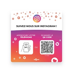 Witte PVC Instagram-volgerplaat - 12x12 cm - NFC & QR-code - Eenvoudige activering