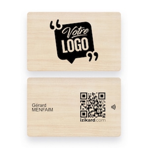 Carte de Visite connectée en Bois | NFC et QR Code | Livrée Configurée