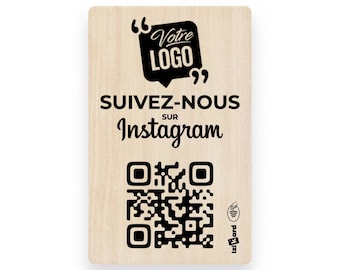 Instagram Wooden Card - NFC and QR Code - Your Company Logo - Get More Followers!