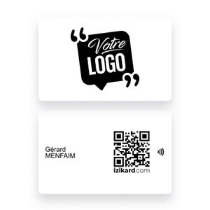 PVC-visitekaartje met verbinding | NFC en QR-code | Geconfigureerde kleurstelling