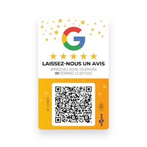 Carte Avis Google Connectée NFC QR Code | Support Avis Clients