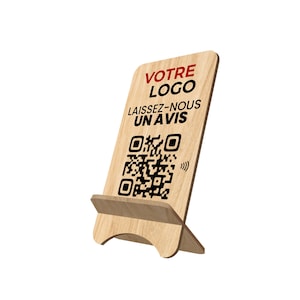Chevalet en Bois Connecté Personnalisable pour Avis Clients | Qualité Premium | Impression UV | Puce NFC & QR Code | Livré Configuré