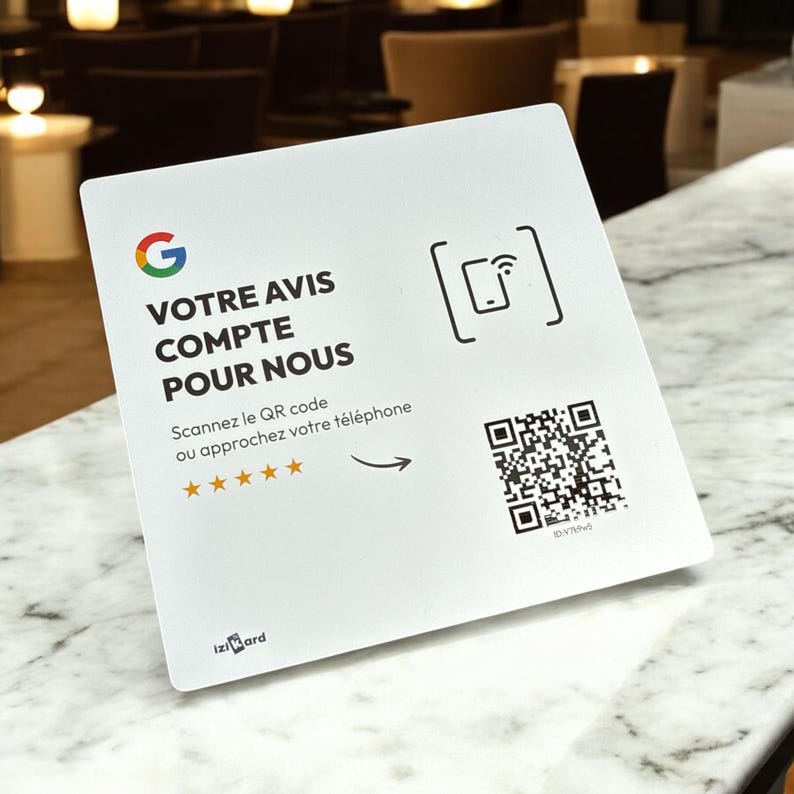 New Design | White PVC Google Review Sign | 12x12 Cm | NFC & QR Code ...