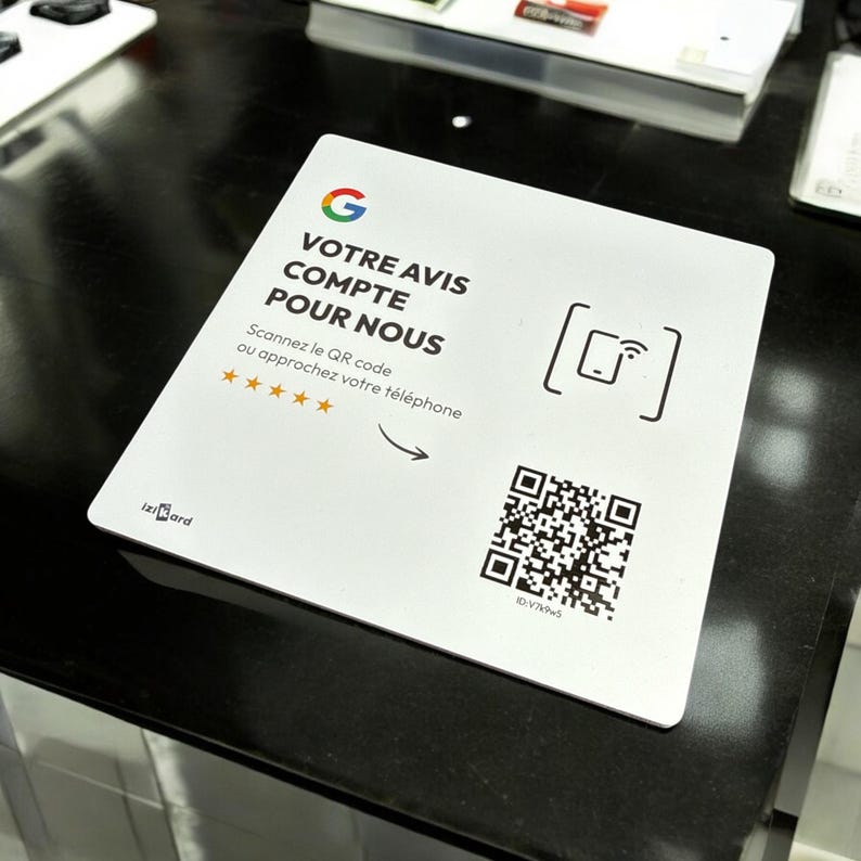 New Design | White PVC Google Review Sign | 12x12 Cm | NFC & QR Code ...