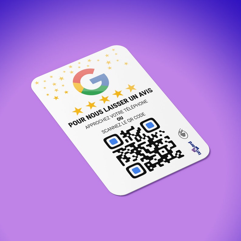 Connected Google Review Card NFC QR Code Français