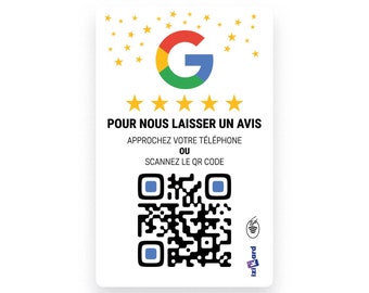 Carte Avis Google Connectée - NFC + QR Code