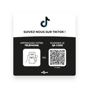 Witte PVC TikTok Tracking Plate - 12x12 cm - NFC & QR-code - Eenvoudige activering