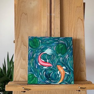 Original Oil Painting- Koi Friends