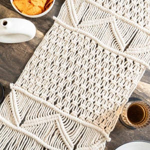 Macrame Table Runner: Boho Cotton Lace, Farmhouse Wedding Decor