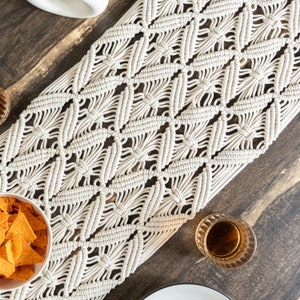 Handwoven Macrame Table Runner: Boho Farmhouse Wedding Decor
