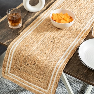 Reversible jute braided table runner, farmhouse , natural jute braided table runner, organic eco-friendly rustic vintage dining table,