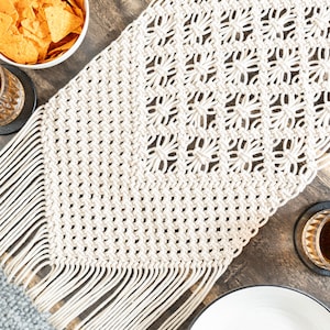 Handwoven Macrame Table Runner: Boho Farmhouse Wedding Decor
