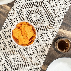 Handwoven Macrame Table Runner: Boho Farmhouse Wedding Decor