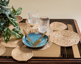 Braided Jute Table Runner, Rustic Farmhouse Boho Dining Decor, Natural Woven Centerpiece