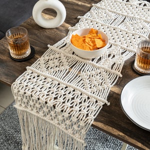 Macrame Table Runner: Boho Cotton Lace, Farmhouse Table Decor