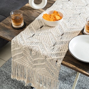 Handwoven Macrame Table Runner: Boho Farmhouse Wedding Decor