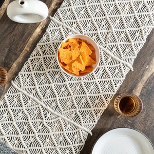Macrame Table Runner: Boho Cotton Lace, Farmhouse Wedding Decor