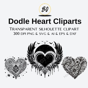 Floral Heart Bundel SVG PNG AI Dxf Eps, Heart Doodle Svg, Heart Svg Cut Files For Cricut, Heart and Butterflies Svg, Heart With Ladybug Svg