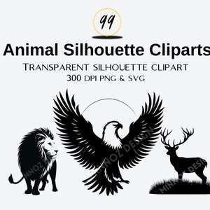 Animal Silhouette SVG PNG, Safari Pets Sea Animals Silhouettes, Png Svg clipart, Instant Download, 300 DPI Transparent Svg, Commercial Use