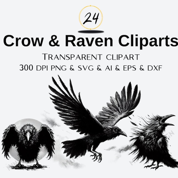 Crow Svg, Raven Svg, Bird Svg, Halloween Svg, Spooky Svg, Halloween Crow, Crow Silhouettes, Svg Files for Cricut, Crow Png,