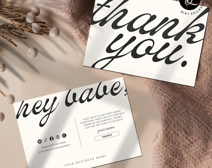 THANK YOU Silhouette Card ~ Die Cut ~ for Shopping Small Business Kraft ...