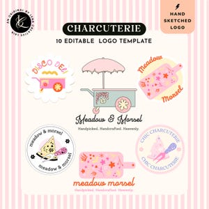 Hand-Drawn Charcuterie Logo Template: Editable Canva Design (SVG/PNG)