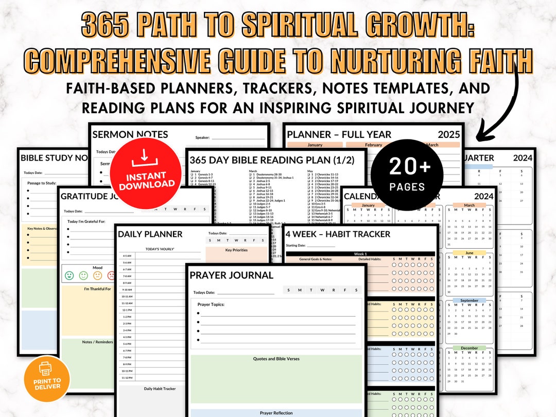 Faith Journey Printable Planner Suite: 365 Path to Spiritual Growth, A ...