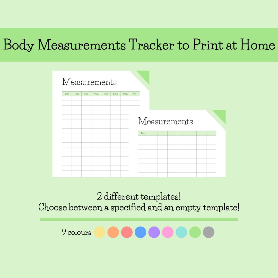 Body Measurements Table for Printing | English | Size A4 and US Letter ...