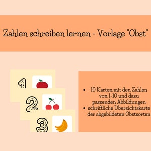 Learn to write numbers fruit | Printable exercise cards early intervention