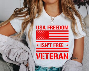 USA Freedom Isn't Free Koszulka dla weterana wojskowego, koszulka z amerykańską flagą, patriotyczny prezent na dzień ojca